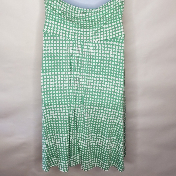 Boden Halter Neck Midi Dress Size 14 Polka Dot Green and White Stretch Viscose - Picture 8 of 15